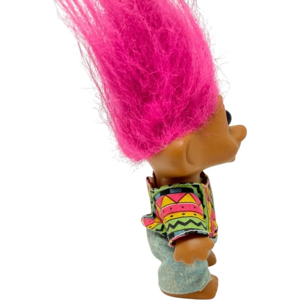 T.N.T. Pink Hair Troll Doll 1991 Geometric Shirt Kidcore 90s Vintage